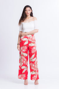 Pantalon large fleuris summer - RED FLOW