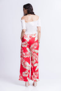 Pantalon large fleuris summer - RED FLOW